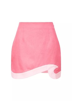 STAUD Leandro Two-Tone Linen Miniskirt