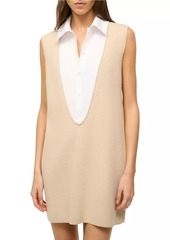 STAUD Leslie Cashmere-Cotton Shirt Minidress