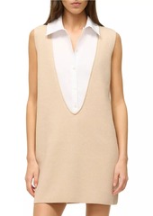 STAUD Leslie Cashmere-Cotton Shirt Minidress