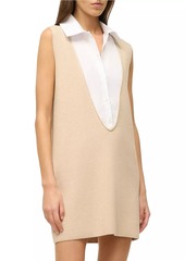 STAUD Leslie Cashmere-Cotton Shirt Minidress