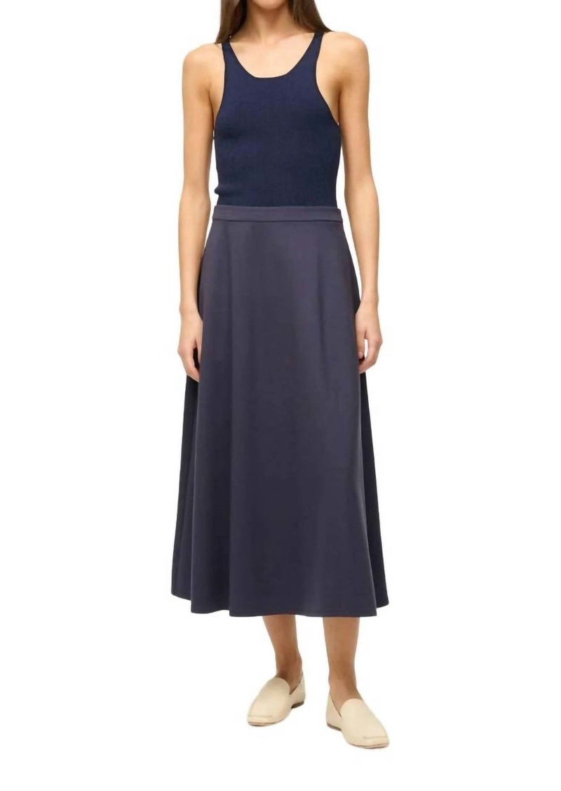 STAUD Lighthouse Midi Skirt In Navy