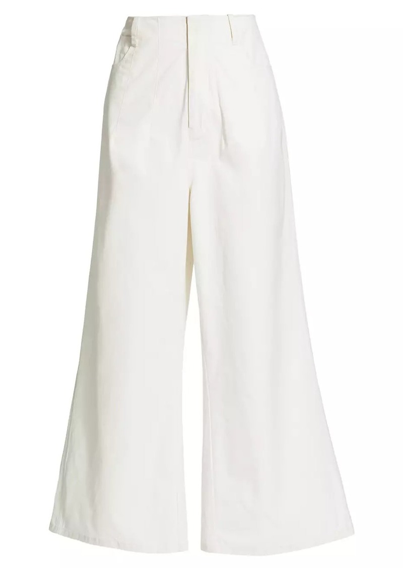 STAUD Luca Stretch Cotton Wide-Leg Crop Pants