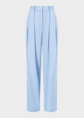 STAUD Luisa Satin Wide-Leg Pleated Pants