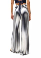 STAUD Luke Striped Wide-Leg Pants