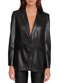 STAUD Madden Womens Faux Leather Office One-Button Blazer