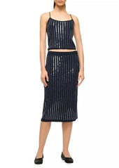 STAUD Mimi Sequined Midi-Skirt