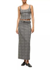 STAUD Murray Belted Bouclé Maxi Skirt