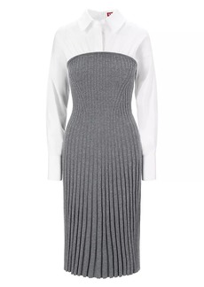 STAUD O'Keefe Wool-Blend Midi-Dress