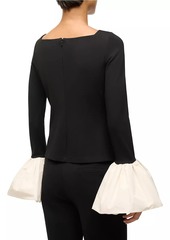 STAUD Paige Jersey Contrast-Cuff Top