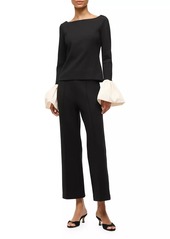 STAUD Paige Jersey Contrast-Cuff Top