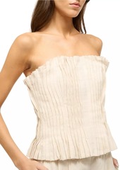 STAUD Parma Linen Pleated Tube Top