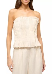 STAUD Parma Linen Pleated Tube Top