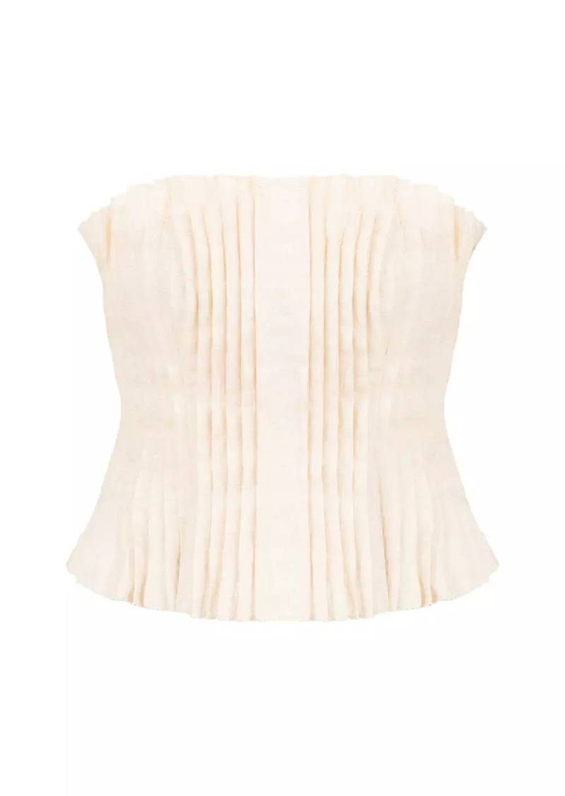 STAUD Parma Linen Pleated Tube Top