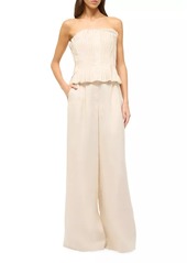 STAUD Parma Linen Pleated Tube Top