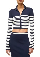 STAUD Raft Striped Knit Zip-Up Sweater