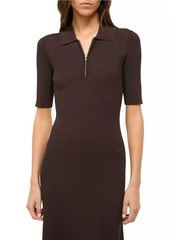 STAUD Roland Rib-Knit Short-Sleeve Midi-Dress