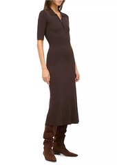 STAUD Roland Rib-Knit Short-Sleeve Midi-Dress