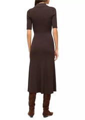 STAUD Roland Rib-Knit Short-Sleeve Midi-Dress