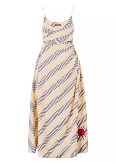 STAUD Sarah Striped Stretch-Cotton Dress