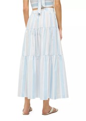 STAUD Sea Striped Cotton Maxi Skirt