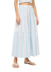 STAUD Sea Striped Cotton Maxi Skirt