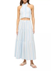 STAUD Sea Striped Cotton Maxi Skirt