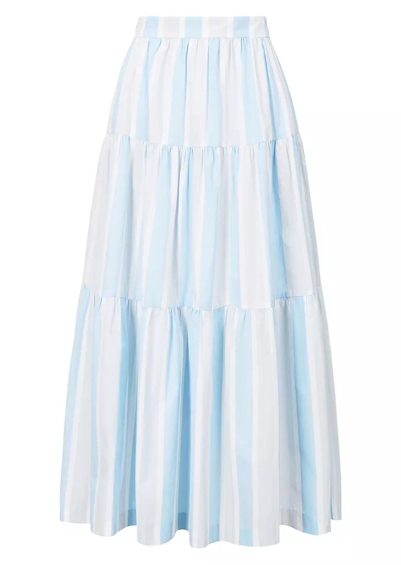 STAUD Sea Striped Cotton Maxi Skirt