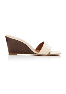 STAUD - Billie Leather Wedge Sandals - White - IT 40.5 - Moda Operandi