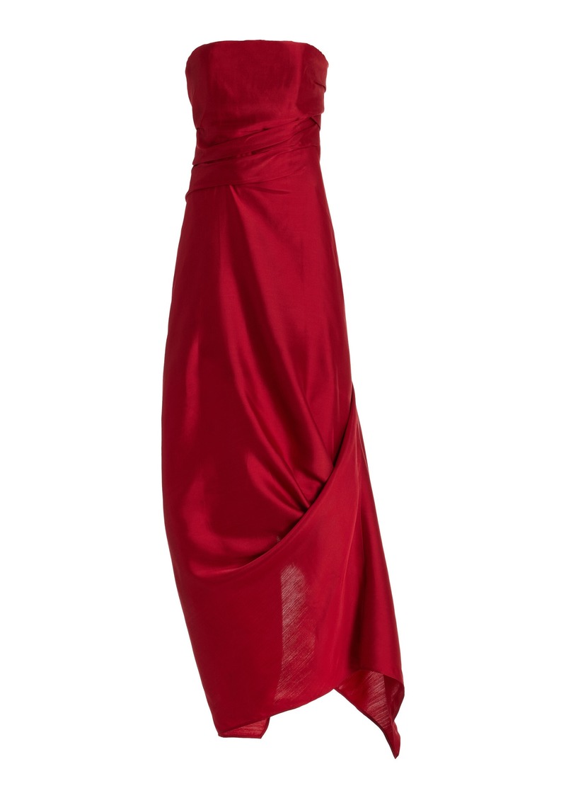 STAUD - Caravaggio Draped Wool-Blend Maxi Dress - Red - US 0 - Moda Operandi