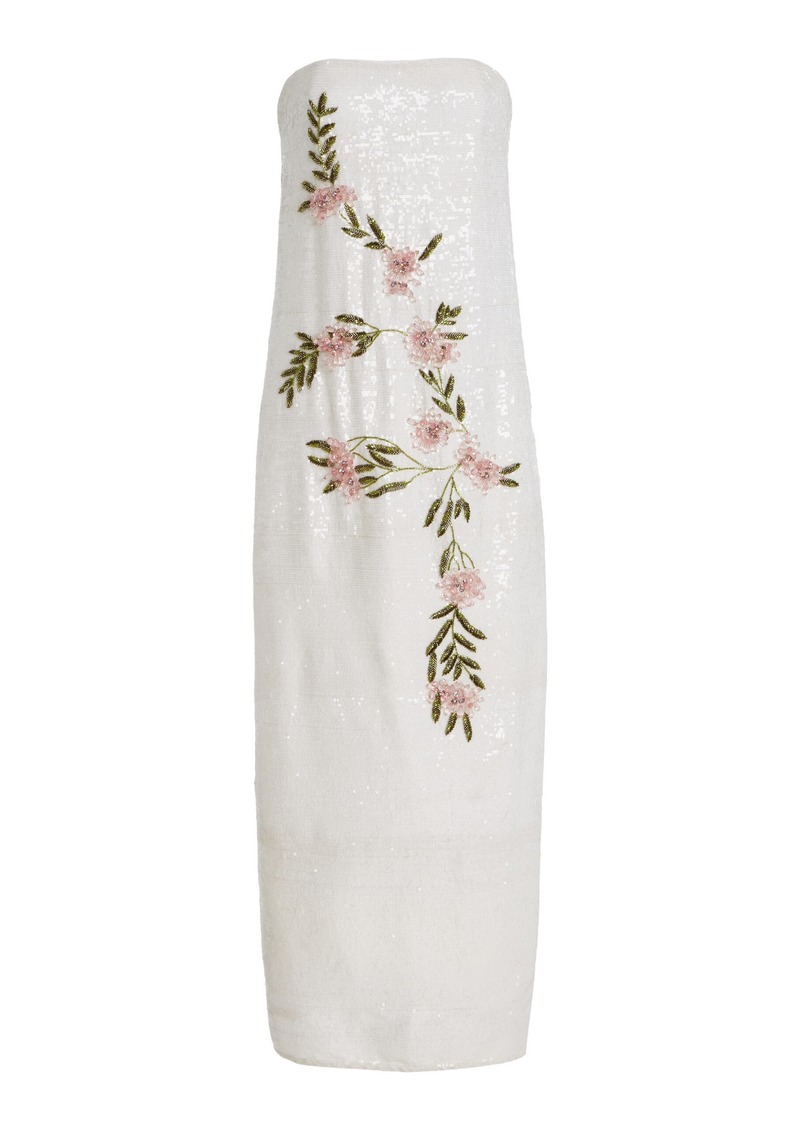 STAUD - Casey Embellished Sequined Maxi Dress - Ivory - US 2 - Moda Operandi