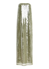 STAUD - Casey Strapless Sequined Maxi Dress - Green - US 4 - Moda Operandi