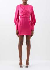 Staud - Crosshill Long-sleeved Satin Mini Dress - Womens - Bright Pink