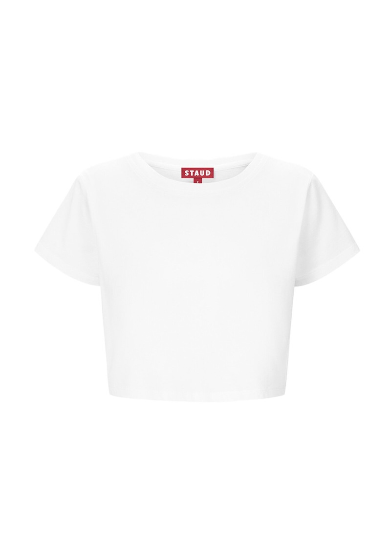 STAUD - Dean Cropped Cotton T-Shirt - White - L - Moda Operandi