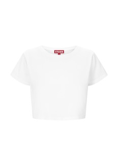 STAUD - Dean Cropped Cotton T-Shirt - White - M - Moda Operandi