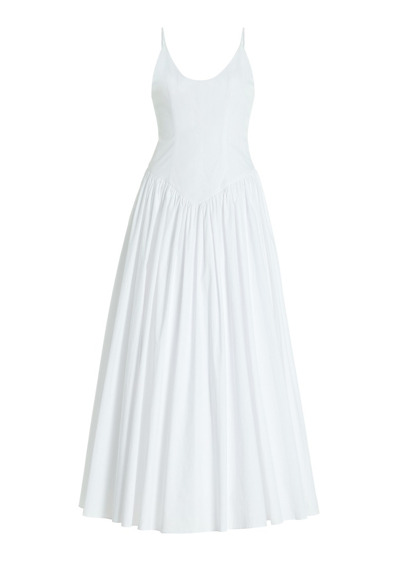 STAUD - Dena Stretch-Cotton Maxi Dress - White - US 0 - Moda Operandi