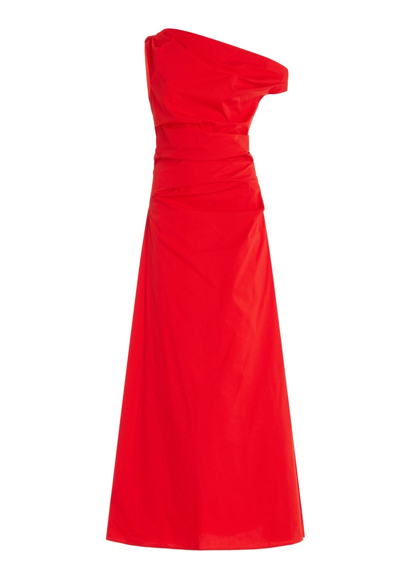 STAUD - Exclusive Phare Draped Stretch-Cotton Maxi Dress - Red - US 2 - Moda Operandi