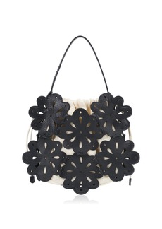 STAUD - Flora Laser-Cut Leather Basket Bag - Black - OS - Moda Operandi