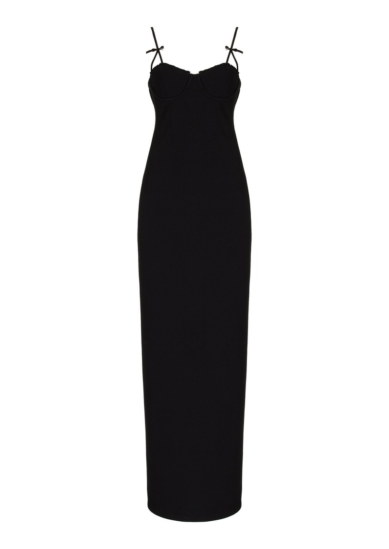 STAUD - Georgina Bow-Detailed Bustier Maxi Dress - Black - US 10 - Moda Operandi