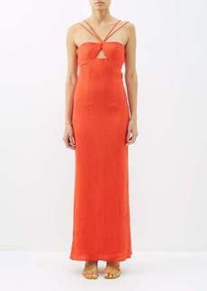 Staud - Gianna Cutout Crepe Maxi Dress - Womens - Orange