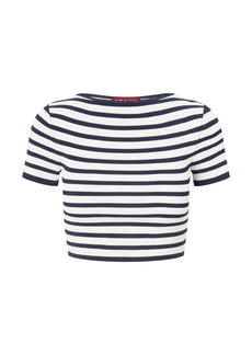 STAUD - Guard Striped Knit Crop Top - Navy - XS - Moda Operandi