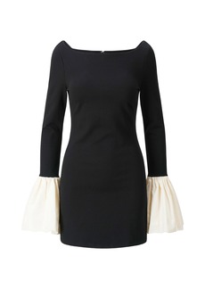 STAUD - Hawthorn Taffeta-Trimmed Ponte Mini Dress - Black - XS - Moda Operandi