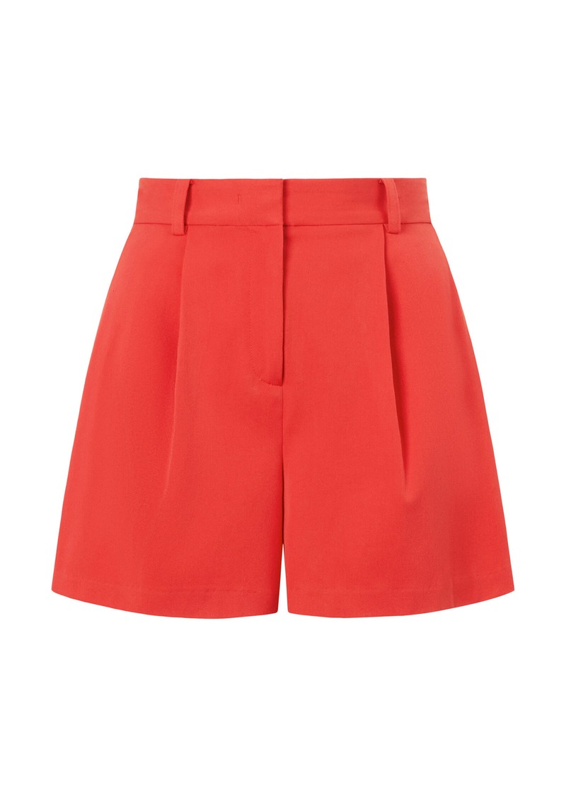 STAUD - Heather Pleated Crepe Shorts - Red - US 12 - Moda Operandi