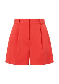 STAUD - Heather Pleated Crepe Shorts - Red - US 8 - Moda Operandi