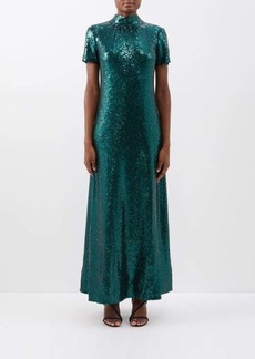 Staud - Ilana Back-bow Sequinned Tulle Gown - Womens - Emerald