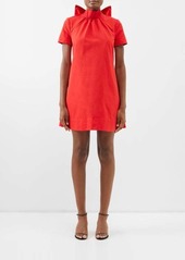 Staud - Ilana Bow-neck Moiré Mini Dress - Womens - Red