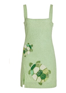 STAUD - Le Sable Embellished Mini Dress - Green - L - Moda Operandi