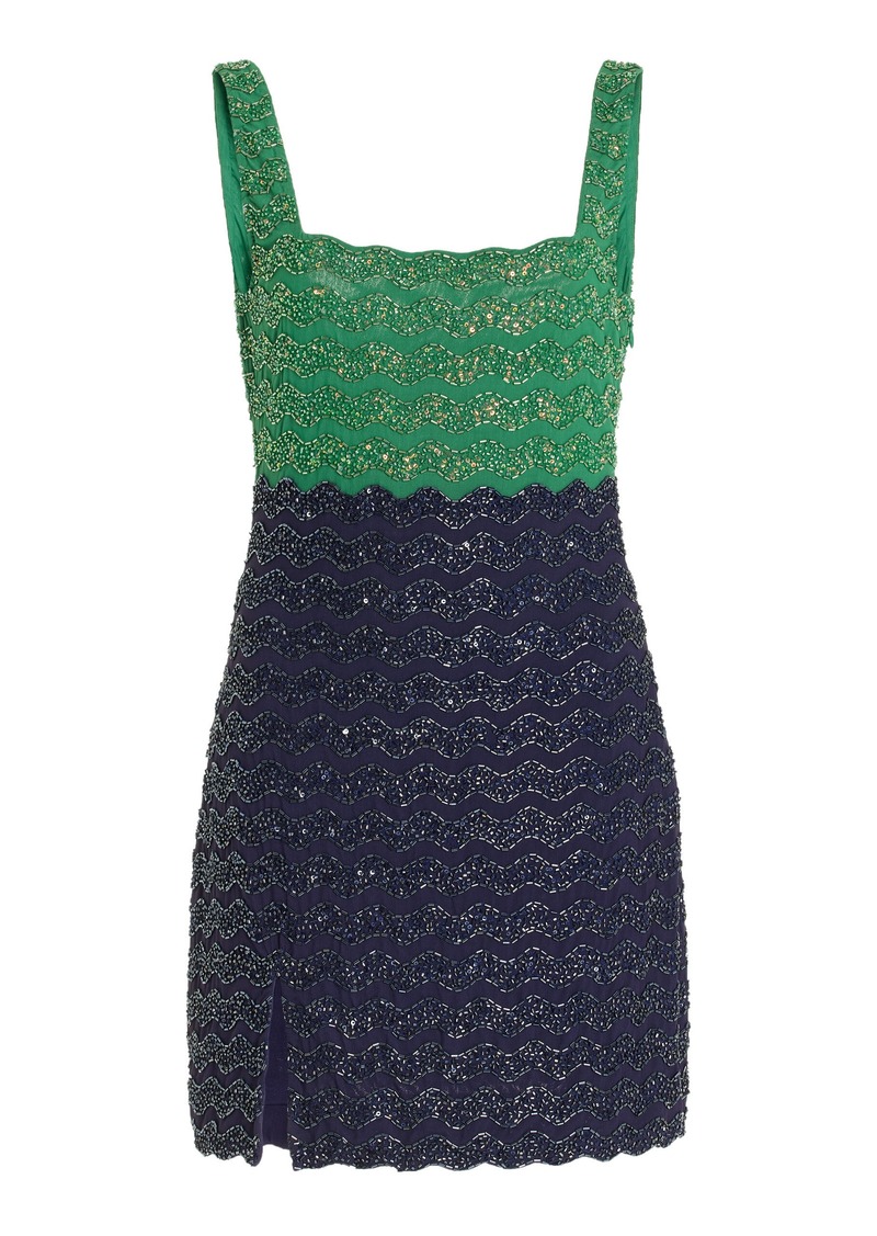 STAUD - Le Sable Sequined Mini Dress - Green - S - Moda Operandi