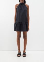 Staud - Marlow Halterneck Cotton-blend Poplin Mini Dress - Womens - Black