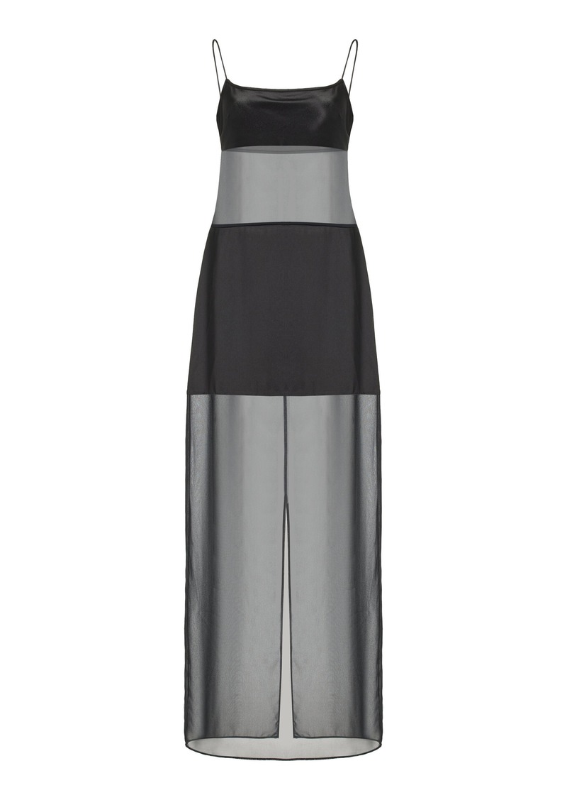 STAUD - Misty Sheer-Paneled Maxi Dress - Black - US 12 - Moda Operandi