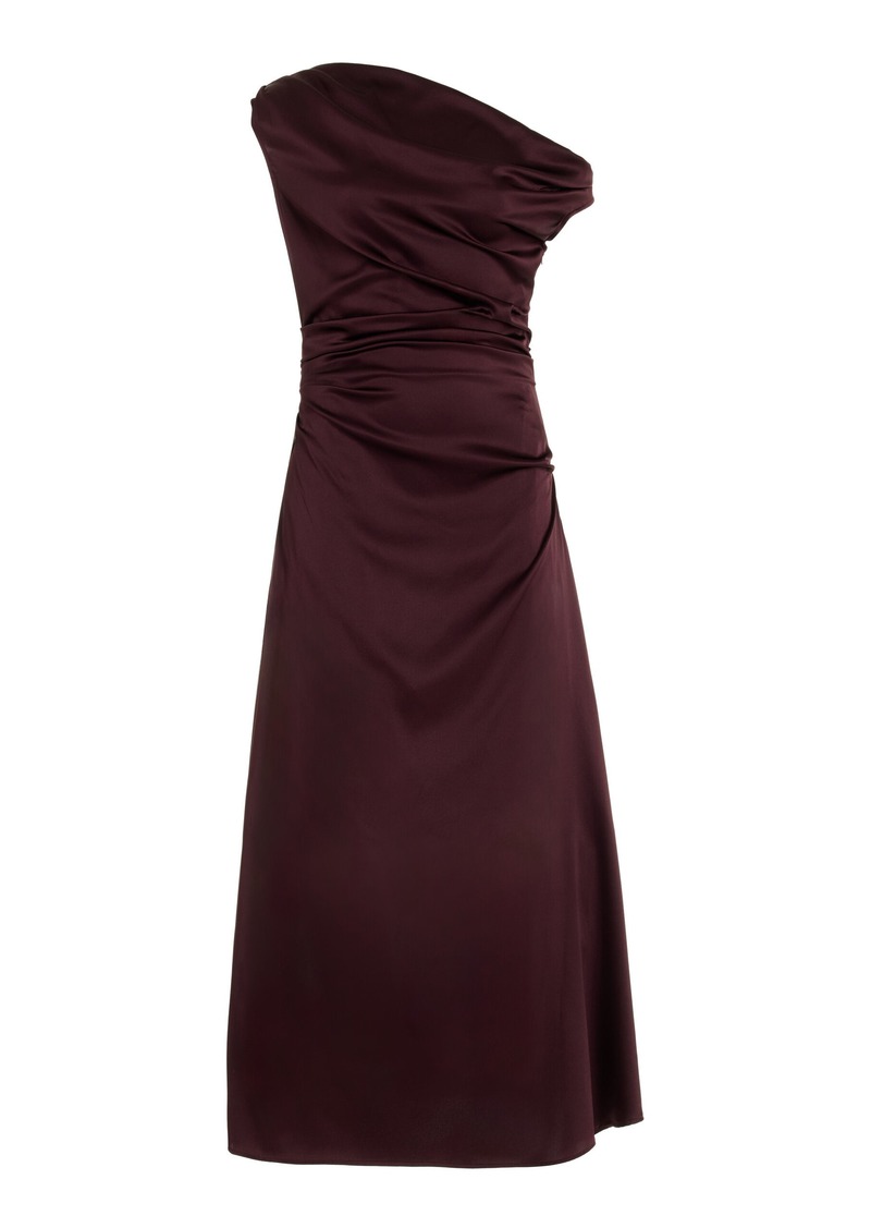 STAUD - Phare Draped Stretch-Silk Maxi Dress - Burgundy - US 10 - Moda Operandi